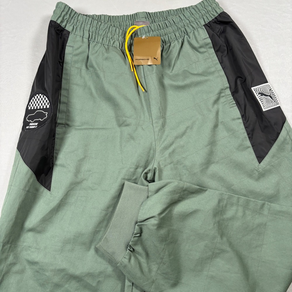 Puma Porsche Garage Crew Pants Mens‎ L Eucalyptus Green 911 Turbo S Joggers NEW